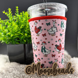 MEDIUM Reuseable Iced Coffee Cup Sleeve (Koozie) EXCLUSIVE (25 Designs in Drop Down Menu)