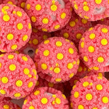 Hot Pink & Yellow Flower Beads 20mm