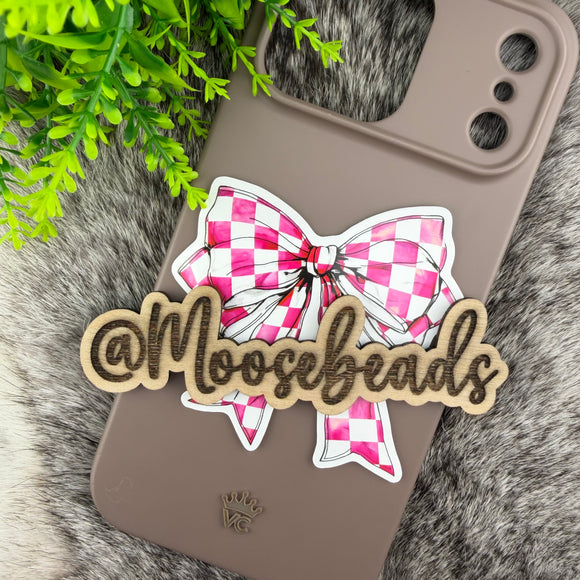 Pink Checkered Bow Sticker EXCLUSIVE (1 sticker) – Platinum Moose Beads ...