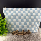 Blue Checkered Makeup Bag