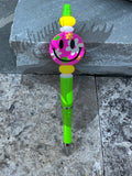 S-1068 Hot Pink Hippie Happy Face Silicone Focal EXCLUSIVE