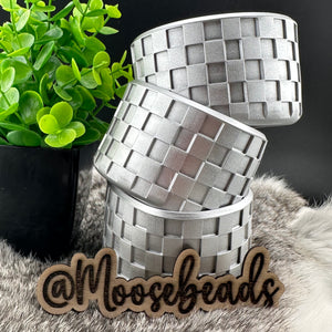 Metallic Silver Checkered Silicone Tumbler Boot