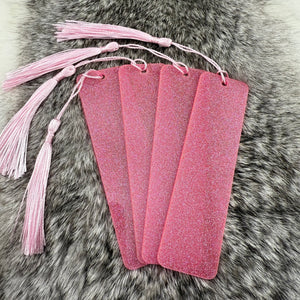 Flamingo Pink Glitter Acrylic Beadable Bookmark w/ Tassel