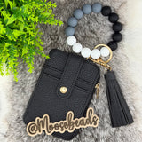 Black Beaded Wristlet Keychain