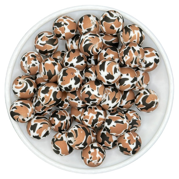 15-1 BROWN AND BLACK DOUBLE Cowhide 15mm Silicone Bead EXCLUSIVE