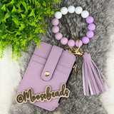 Purple Beaded Wristlet Keychain