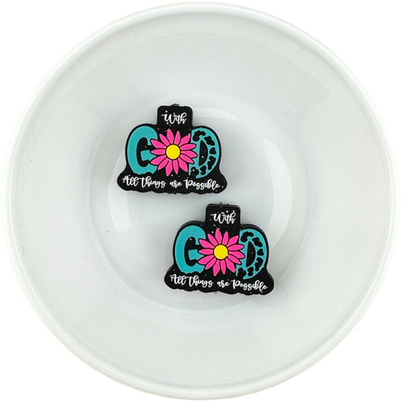 S-916 Black Glitter Hot Pink & Turquoise With God Silicone Buddy EXCLUSIVE