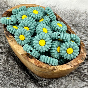 S-988 Shale Small Daisy Silicone Focal Bead Exclusive Color