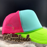 Neon Pink, Green, & Turquoise Trucker Hat (1 Hat)