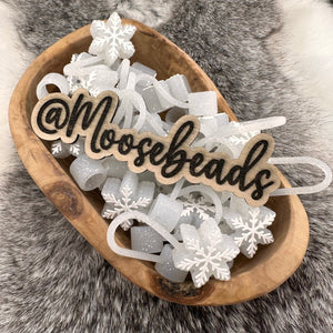 White Glitter Snowflake SILICONE Straw Topper EXCLUSIVE