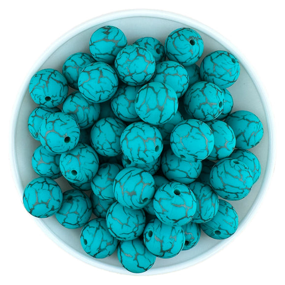 15-152 Electric Turquoise 15mm Silicone Bead