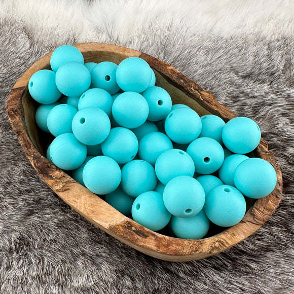 15-213 Custom Turquoise Solid 15mm (Matches Focals/Beads that are also Turquoise) Silicone Bead EXCLUSIVE