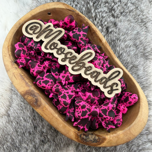 S-1134 Pink Cowhide Bow w/ Tails Silicone Focal EXCLUSIVE