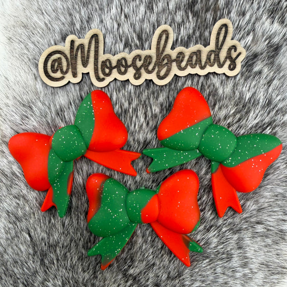 JUMBO-6 Mistletoe Twist JUMBO Bow w/ Tails Silicone Focal EXCLUSIVE
