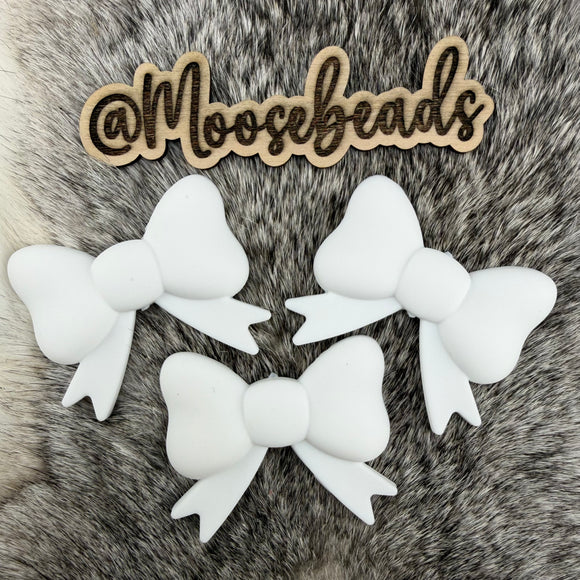 White JUMBO Bow w/ Tails Silicone Focal EXCLUSIVE
