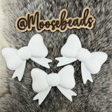 White JUMBO Bow w/ Tails Silicone Focal EXCLUSIVE