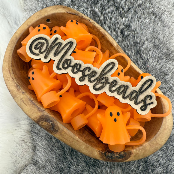 ORANGE Glow In The Dark Ghost SILICONE 3D Straw Topper EXCLUSIVE