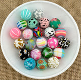 15mm PRINTED Bead Scoop w/23 different prints!!!! (100 Beads)