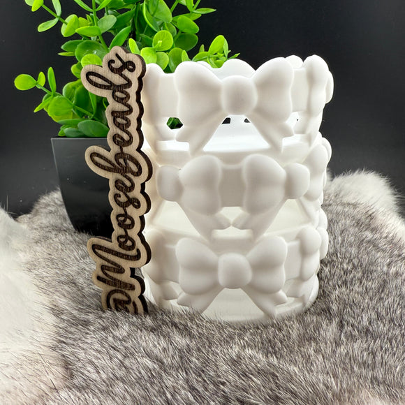 TB-29 Plain White Bow Silicone Tumbler Boot EXCLUSIVE