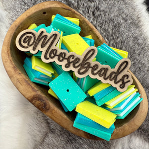 S-1387 Glittered Pomelo, Turquoise & Gumdrop 3D STACKED BOOKS Silicone Focal