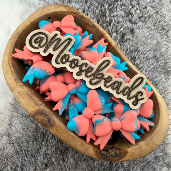 S-1035 Peachy Pop Bow w/ Tails Silicone Focal EXCLUSIVE