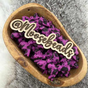 S-706 Purple Spooky Print Bow w/ Tails Silicone Focal EXCLUSIVE