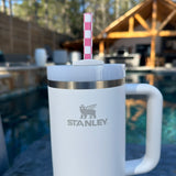 Pink Checkered 40oz Plastic Straw (1 straw)