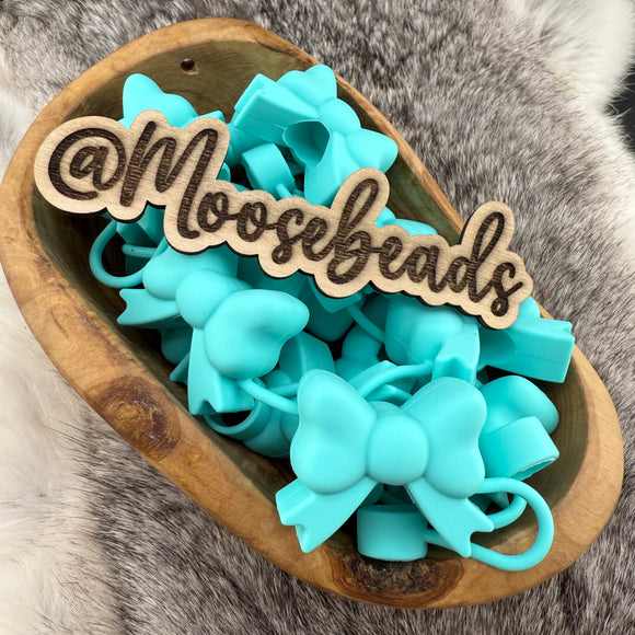 BST-93 Turquoise 12mm SILICONE Bow Straw Topper EXCLUSIVE
