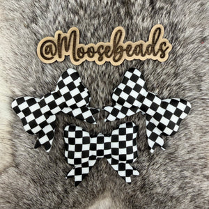 Checkered JUMBO Bow w/ Tails Silicone Focal EXCLUSIVE