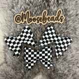 Checkered JUMBO Bow w/ Tails Silicone Focal EXCLUSIVE