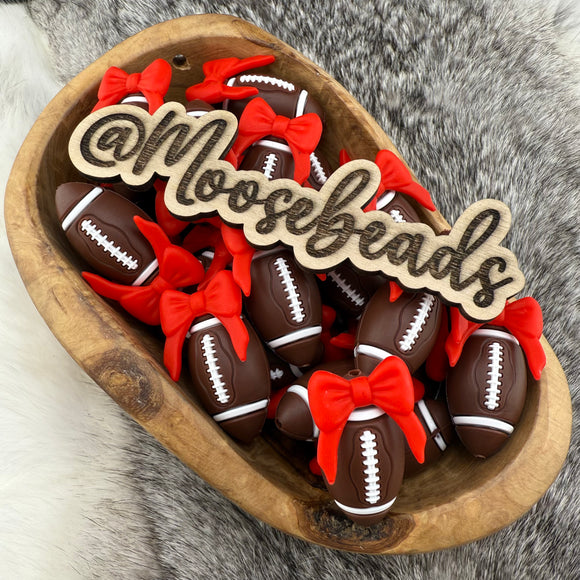 S-1317 Football w/ RED Bow 3D Silicone Focal EXCLUSIVE