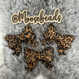 Glitter Leopard JUMBO Bow w/ Tails Silicone Focal EXCLUSIVE