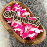S-1311 Pink & White Swirl Bow w/ Tails Silicone Focal EXCLUSIVE