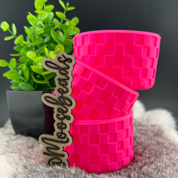 Hot Pink Checkered Silicone Tumbler Boot EXCLUSIVE