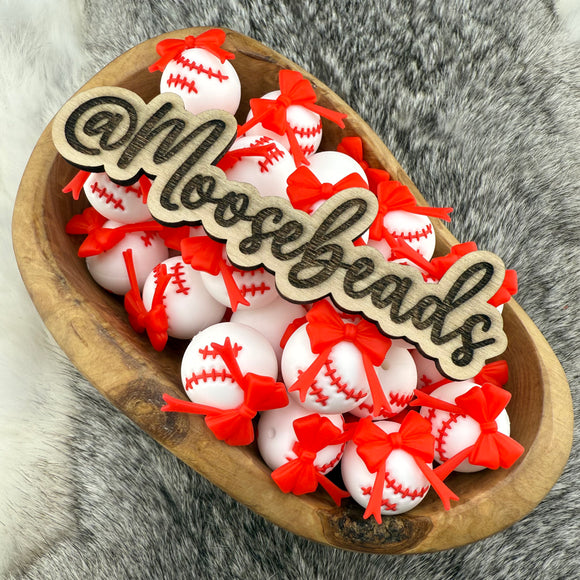 S-1042 Baseball w/ RED Bow 3D Silicone Focal EXCLUSIVE