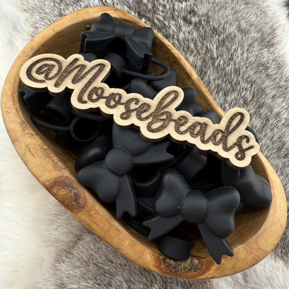 BST-120 Black 12mm SILICONE Bow Straw Topper EXCLUSIVE