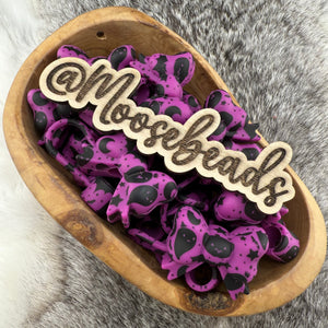 BST-134 Purple Spooky Print SILICONE Bow Straw Topper EXCLUSIVE