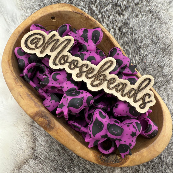 BST-134 Purple Spooky Print SILICONE Bow Straw Topper EXCLUSIVE
