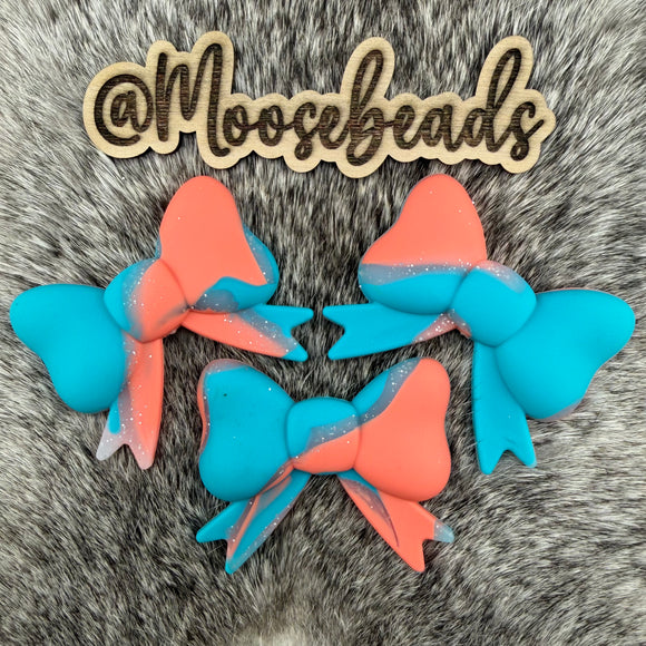 JUMBO-19 Peachy Pop JUMBO Bow w/ Tails Silicone Focal EXCLUSIVE