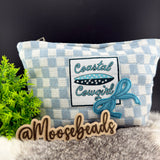 Blue Checkered Makeup Bag