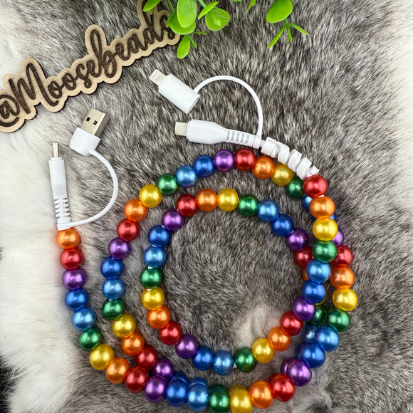 RAINBOW colors USB C & USB to Lightning/USB C Beaded Charging Cable (2 to 2)