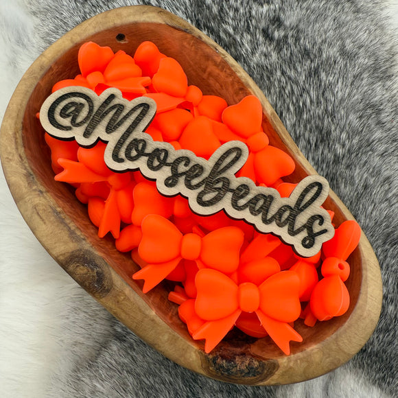 Neon Orange Bow w/ Tails Silicone Focal EXCLUSIVE