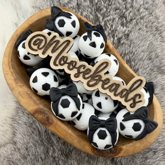 S-429 Soccer Ball w/ BLACK Bow 3D Silicone Focal EXCLUSIVE