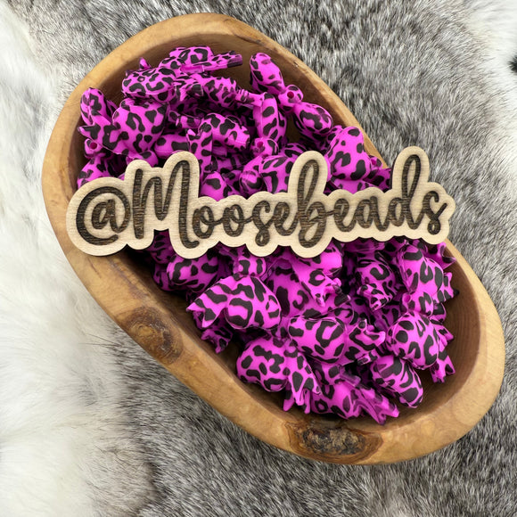 S-1267 Pink Leopard Print Bow w/ Tails Silicone Buddy EXCLUSIVE