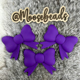 JUMBO-4 Dark Purple JUMBO Bow w/ Tails Silicone Focal EXCLUSIVE