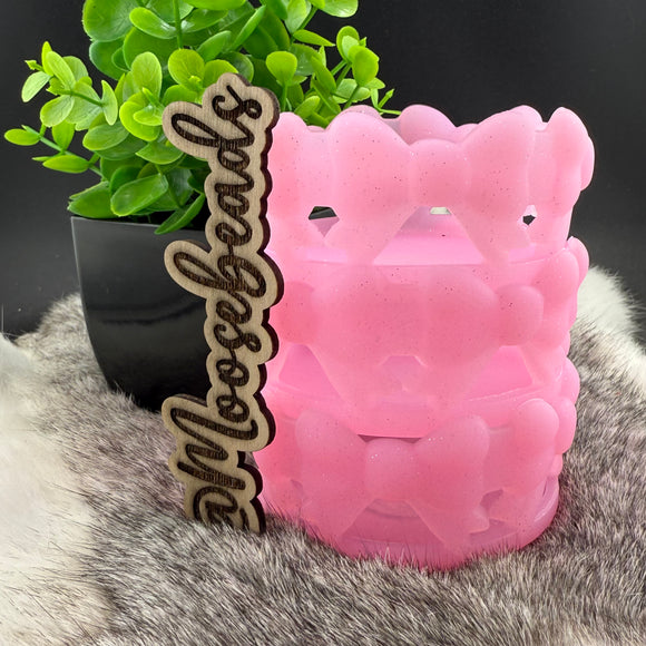 TB-37 Pink w/ Glitter Bow Silicone Tumbler Boot EXCLUSIVE