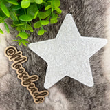 Large White Star w/ Sequins Embroidery Iron On Patch (1 Patch)