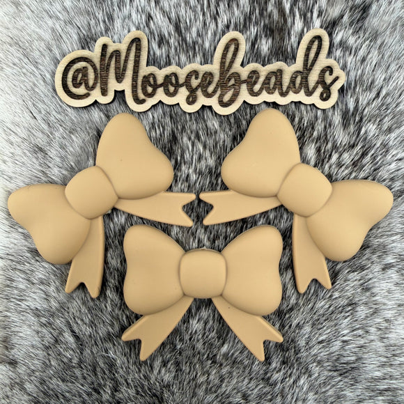 JUMBO-12 Toffee Latte JUMBO Bow w/ Tails Silicone Focal EXCLUSIVE