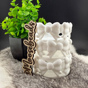 TB-30 White Opal Bow Silicone Tumbler Boot EXCLUSIVE