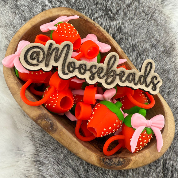 BST-104 Coquette Strawberry SILICONE Straw Topper EXCLUSIVE